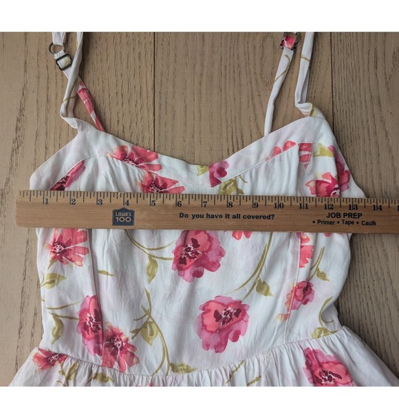 Garage White Pink Floral Mini Dress Smocked Back Cutout Sundress Medium - Picture 5 of 9